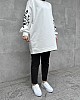 Kolları Çiçek Baskı Detaylı Tunik - Beyaz