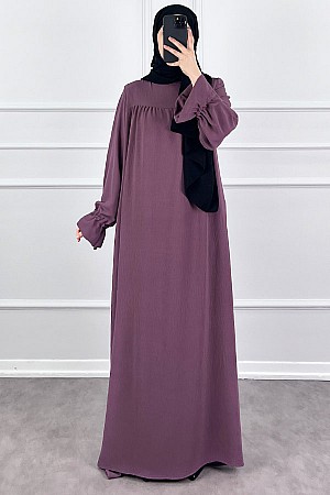 Kolları Detaylı Elbise - Gül Kurusu