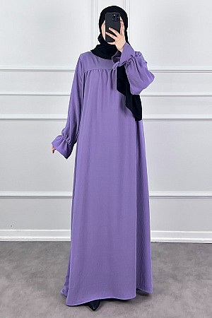 Kolları Detaylı Elbise - Lila