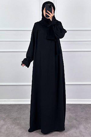 Kolları Detaylı Elbise - Siyah