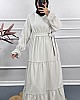 Kolu Lastikli Elbise - Ekru