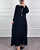 Kolyeli Tesettür Elbise - Siyah