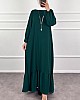 Kolyeli Tesettür Elbise - Zümrüt Yeşili Kolyeli Tesettür Elbise - Zümrüt Yeşili