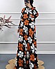 Menekşe Desenli Elbise - Turuncu Menekşe Desenli Elbise - Turuncu