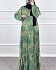 Modern Desen Elbise - Yeşil