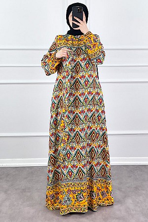 Pamuk Viskon Elbise - Sarı