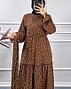 Puantiyeli Elbise - Kahverengi