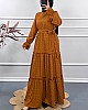 Puantiyeli Gofre Elbise - Camel