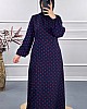 Puantiyeli Viskon Elbise - Lacivert