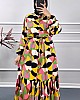 Renkli Yazlık Elbise - Sarı