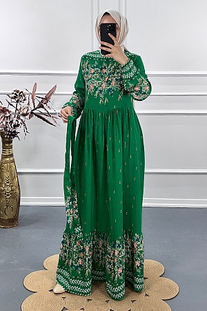 Sarmaşık Elbise - Yeşil