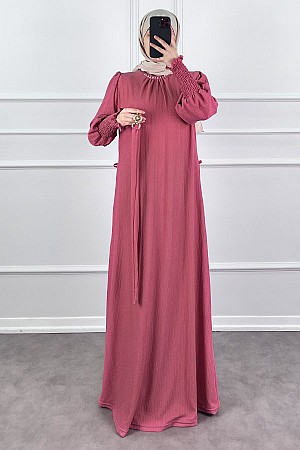 Taş Detaylı Gipeli Elbise - Pembe