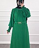 Taş Detaylı Gipeli Elbise - Yeşil