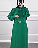 Taş Detaylı Gipeli Elbise - Yeşil