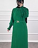 Taş Detaylı Gipeli Elbise - Yeşil