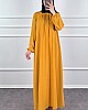 Tesettür Ferace Elbise - Hardal Sarısı