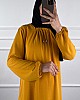 Tesettür Ferace Elbise - Hardal Sarısı