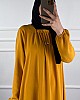 Tesettür Ferace Elbise - Hardal Sarısı