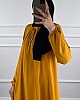 Tesettür Ferace Elbise - Hardal Sarısı