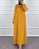 Tesettür Ferace Elbise - Hardal Sarısı