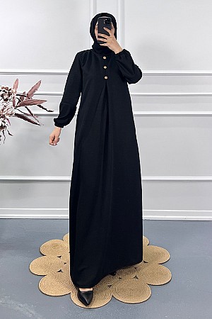 Üç Düğmeli Elbise - Siyah