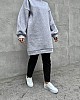 Üç İplik İçi Şardonlu Boğazlı Sweatshirt - Gri