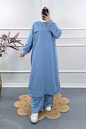 Uzun İki İplik Takım - Bebe Mavi