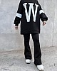 W Baskılı Sweatshirt - Siyah