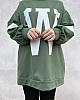 W Baskılı Sweatshirt - Yeşil