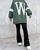 W Baskılı Sweatshirt - Yeşil