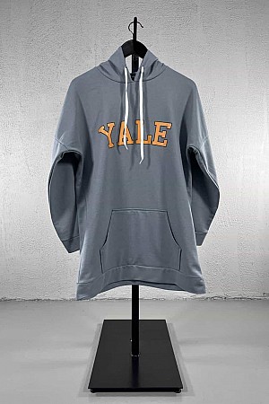 Yale Baskılı Kapüşonlu Sweatshirt - Gri