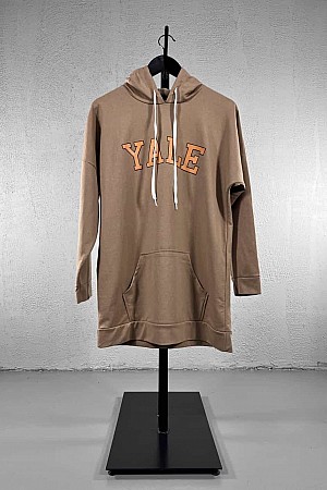 Yale Baskılı Kapüşonlu Sweatshirt - Kahverengi