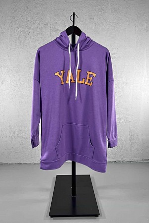 Yale Baskılı Kapüşonlu Sweatshirt - Mor