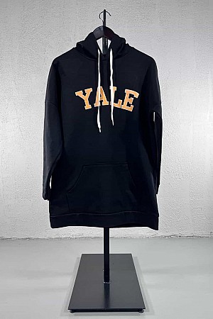 Yale Baskılı Kapüşonlu Sweatshirt - Siyah