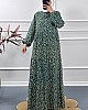 Yaprak Desen Elbise - Yeşil