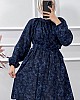 Yaprak Desenli Tunik - Mavi