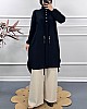 Yarım Düğmeli Tunik - Siyah