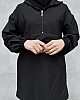 Yarım Fermuarlı Kapşonlu - Siyah