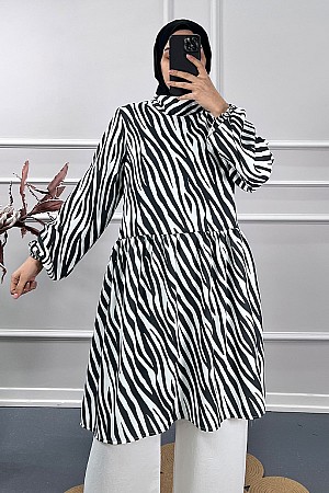 Zebra Desen İkili Takım - Siyah