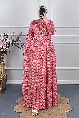 Astarlı Penye Elbise - Kırmızı