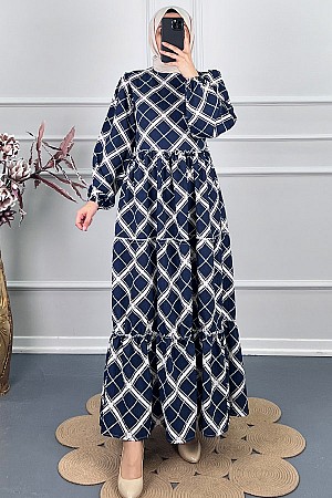 Baklava Desenli Elbise