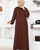 Balon Kol Büzgü Detaylı Elbise - Kahverengi Balon Kol Büzgü Detaylı Elbise - Kahverengi
