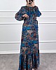 Batik Desenli Elbise - Lacivert