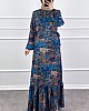 Batik Desenli Elbise - Lacivert