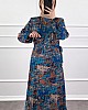 Batik Desenli Elbise - Lacivert