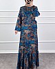Batik Desenli Elbise - Lacivert