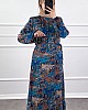 Batik Desenli Elbise - Lacivert