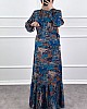 Batik Desenli Elbise - Lacivert