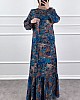Batik Desenli Elbise - Lacivert