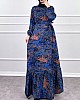 Batik Desenli Elbise - Mavi